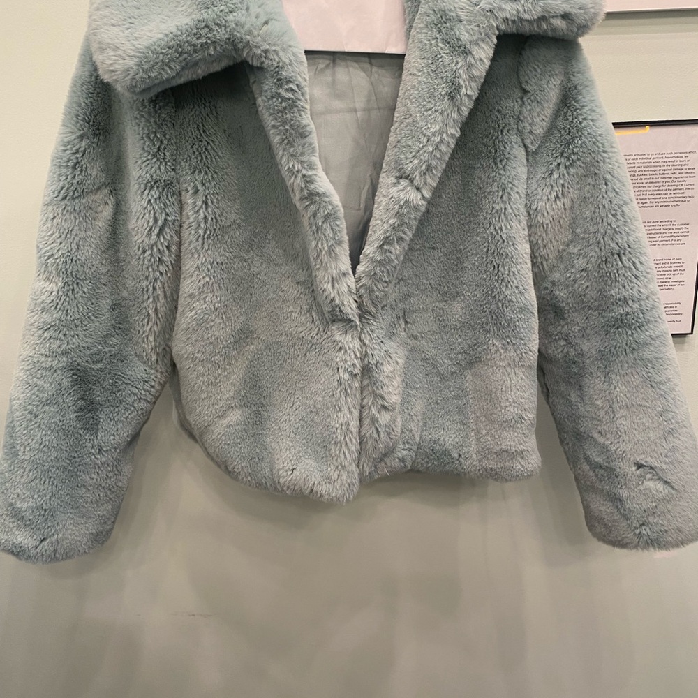 Chic Faux Fur Jacket in turquoise